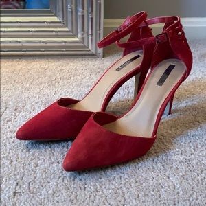 Tahari Red Suede D’Orsay Pumps
